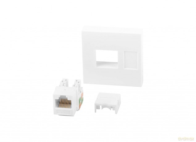 Gniazdo 45x45 RJ45 + Keystone kat.6 UTP Białe