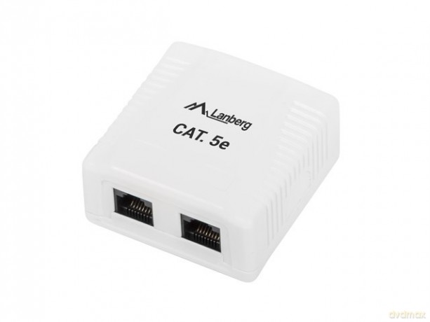 Gniazdo natynkowe 2x RJ45 Kat.5E białe