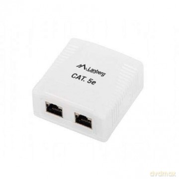 Gniazdo natynkowe 2x RJ45 Kat.5E białe ekranowane