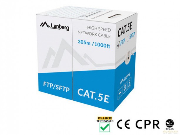 Kabel FTP Kat.5E CU 305 m drut szary