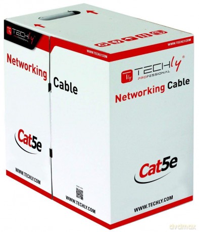 Kabel instalacyjny skrętka UTP Cat5e 4x2 drut 100% miedź 305m szary