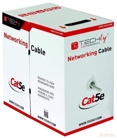 Kabel instalacyjny skrętka UTP Cat5e 4x2 linka CCA 305m szary