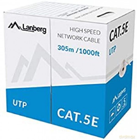 Kabel LAN UTP 100Mb/s 305m drut cca szary