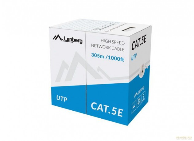 Kabel LAN UTP 100Mb/s 305m drut cca szary
