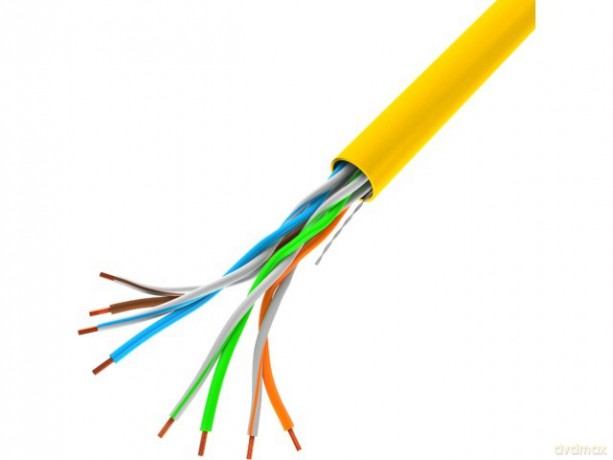 Kabel LAN UTP 100Mb/s 305m drut cca żółty
