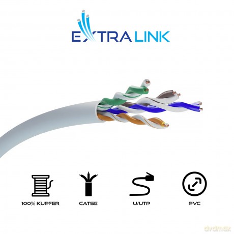Kabel sieciowy CAT5E UTP(U/UTP) V2 wewnętrzny 100M skrętka