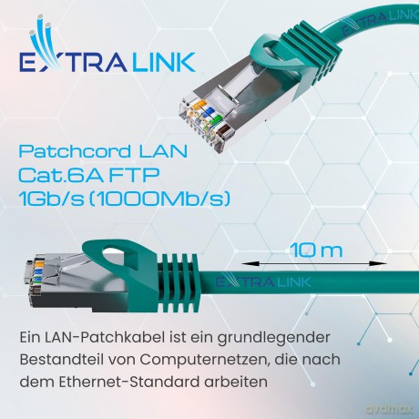 Kabel sieciowy LAN Patchcord CAT.6 FTP 10m 1GBIT foliowana skręcona para, miedziany