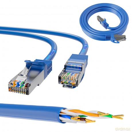 Kabel sieciowy LAN Patchcord CAT.6A S/FTP 3m 10G foliowana skręcona para, miedziany