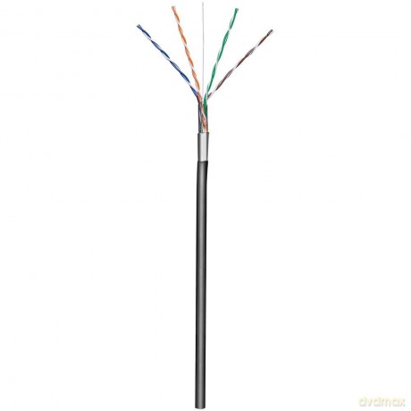 Kabel skrętka zewnętrzna F/UTP Cat5e 4x2 drut CCA 305m czarny