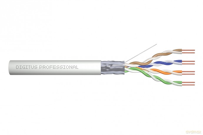 Kabel teleinformatyczny instalacyjny kat.5e, F/UTP, Eca, drut, AWG 24/1, PVC, 305m, szary, karton