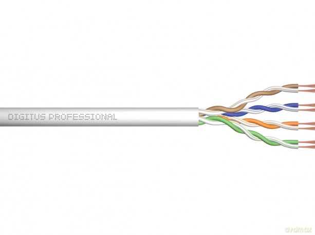 Kabel teleinformatyczny instalacyjny kat.5e, U/UTP, Eca, drut, AWG 24/1, PVC, 305m, szary, karton