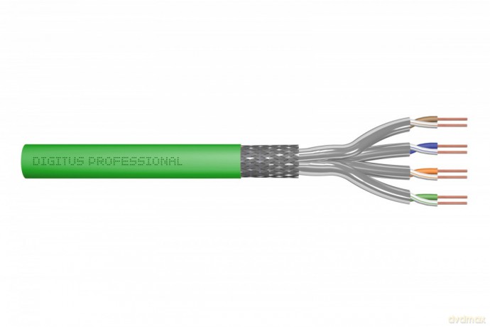 Kabel teleinformatyczny instalacyjny kat.8.2, S/FTP, Dca, AWG 22/1, LSOH, 100m, Zielony
