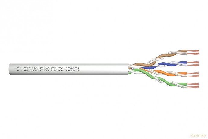 Kabel teleinformatyczny, patchcordowy, U/UTP kat.5e AWG26/7, linka, miedziany, PVC, 100m, szary
