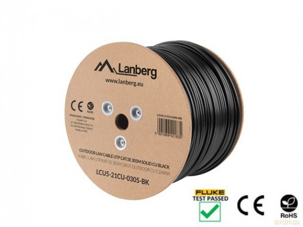 Kabel UTP Kat.5E CU 305 m drut outdoor