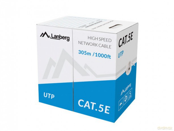 Kabel UTP Kat.5E CU 305 m drut szary