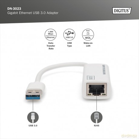 Karta sieciowa przewodowa USB 3.0 do Gigabit Ethernet 10/100/1000Mbps