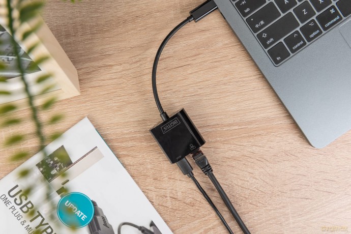 Karta sieciowa przewodowa USB 3.0 Typ C do RJ45 Gigabit Ethernet oraz 1xUSB Typ C z PD 2.0