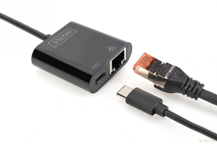 Karta sieciowa przewodowa USB 3.0 Typ C do RJ45 Gigabit Ethernet oraz 1xUSB Typ C z PD 2.0