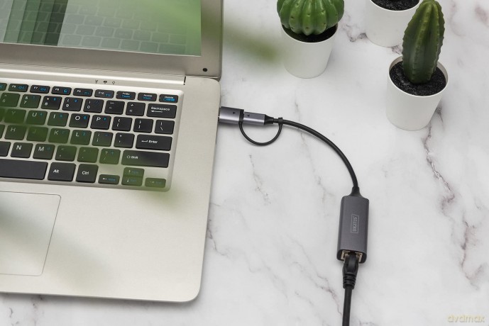 Karta sieciowa przewodowa USB 3.1 Typ C + USB A do 1x RJ45 2.5 Gigabit Ethernet 10/100/1000/2500Mbps