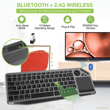 Klawiatura bezprzewodowa BT/RF 2.4GHz touchpad LED
