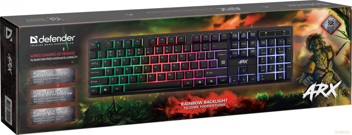 Klawiatura gamingowa ARX GK-196L przewodowa podświetlenie LED