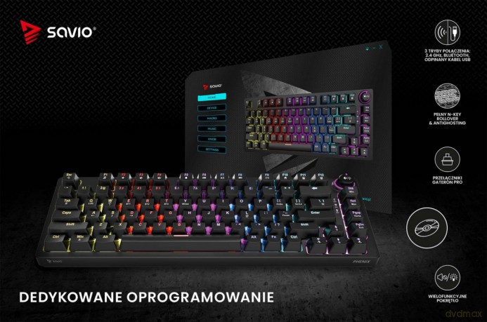 Klawiatura mechaniczna bezprzewodowa PHENIX Gateron Red Pro, ABS