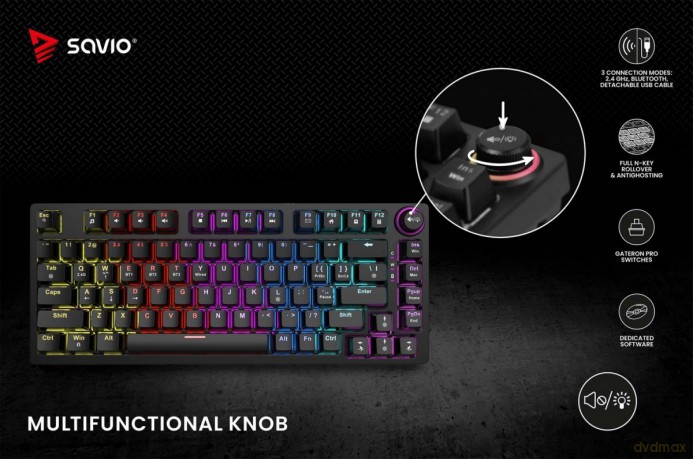 Klawiatura mechaniczna bezprzewodowa PHENIX Gateron Red Pro, ABS