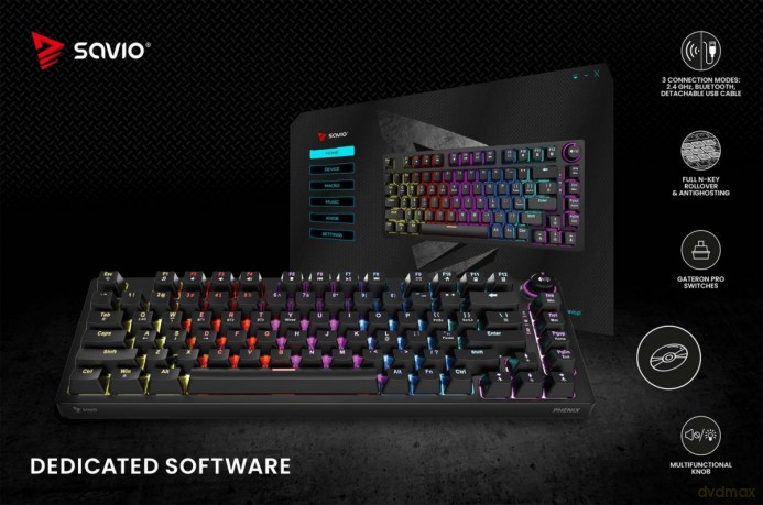 Klawiatura mechaniczna bezprzewodowa PHENIX Gateron Red Pro, ABS