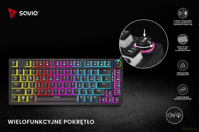 Klawiatura mechaniczna bezprzewodowa PHENIX, Gateron Red Pro, Pudding