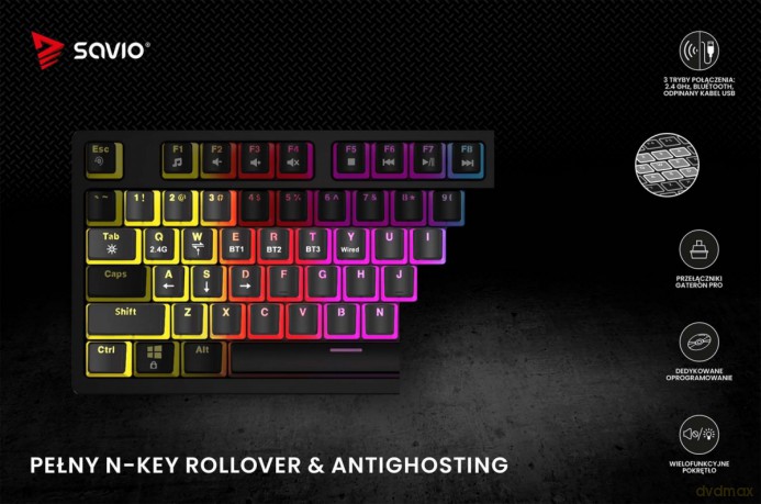 Klawiatura mechaniczna bezprzewodowa PHENIX, Gateron Yellow Pro, Pudding