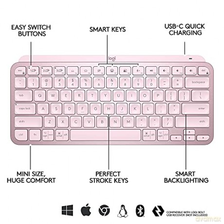 Klawiatura MX Keys Mini różowa 920-010500
