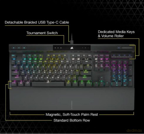 Klawiatura przewodowa K70 RGB Pro Black PBT Keycaps
