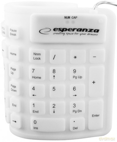 KLAWIATURA SILIKONOWA EK126W USB/OTG WODOODPORNA BIAŁA