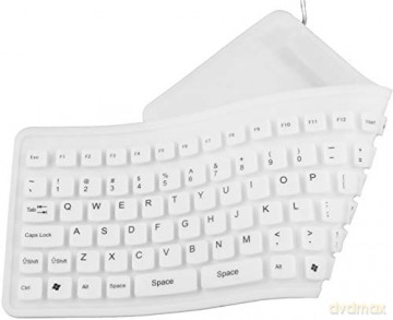 KLAWIATURA SILIKONOWA EK126W USB/OTG WODOODPORNA BIAŁA