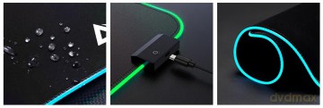 KM-P8 RGB M gamingowa podkładka pod mysz | 450x400x4mm | wodoodporna | gumowany spód | 11 efektów świetlnych