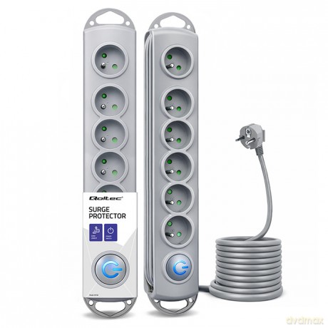 Listwa antyprzepięciowa Quick Switch, 6 gniazd, 3m, szara
