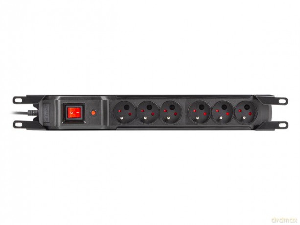 Listwa przeciwprzepięciowa rack 19cali M6 3m 6x230v czarna M6/30/R/CZ