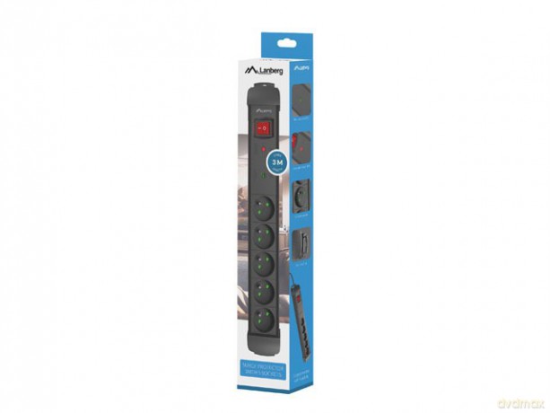 Listwa zasilająca 3.0m 5x230 cz SP1-05E-0300-BK