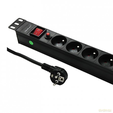 Listwa zasilająca do RACK 19cali | 1U | 6A | PDU | 6xSCHUKO | 2m