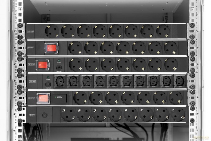 Listwa zasilająca PDU 19" RACK 7xSchuko, 2m 1xSchuko, 16A, wł./wył., zab.przepięciowe, aluminiowa