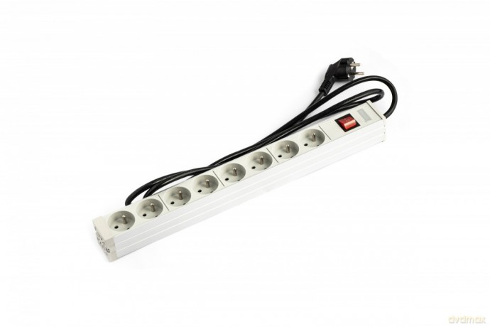 Listwa zasilająca PDU 19" RACK 8xTyp E, 1.8m 1xSchuko, 16A, wł./wył., aluminiowa
