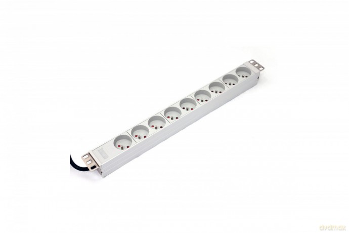 Listwa zasilająca PDU 19" RACK 9xTyp E, 1.8m 1xSchuko, 16A, aluminiowa