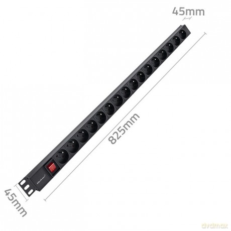 Listwa zasilająca PDU do RACK | 16A | 16xFRENCH | Pionowa | 1.8m