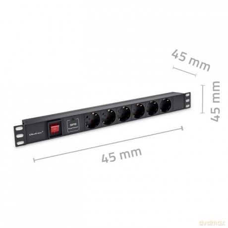 Listwa zasilająca PDU do RACK 19" | 1U | 16A | 6xSchuko | 1.8m