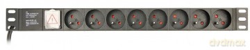 Listwa zasilająca rack (PDU), 8 gniazd FR, 1U, 16A, wtyk Schuko 3m