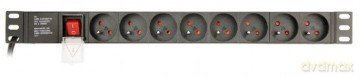 Listwa zasilająca rack (PDU), 8 gniazd FR, 1U, 16A, wtyk Schuko 3m