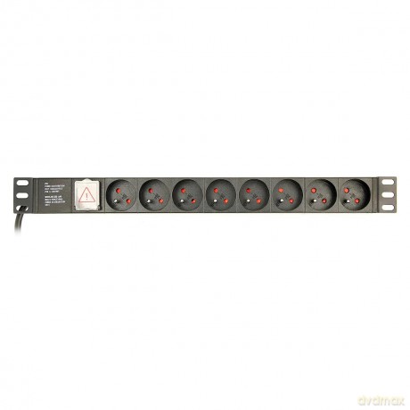 Listwa zasilająca rack (PDU), 8 gniazd FR, 1U, 16A, wtyk Schuko 3m
