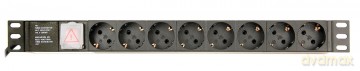 Listwa zasilająca rack (PDU), 8 gniazd typ Schuko, 1U, 10A, wtyk C14 3m