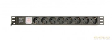 Listwa zasilająca rack (PDU), 8 gniazd typ Schuko, 1U, 16A, wtyk Schuko 3m
