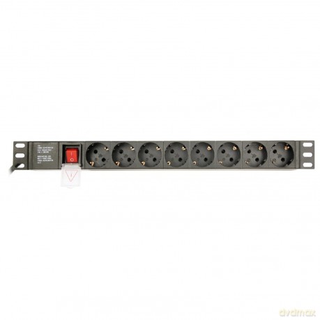Listwa zasilająca rack (PDU), 8 gniazd typ Schuko, 1U, 16A, wtyk Schuko 3m